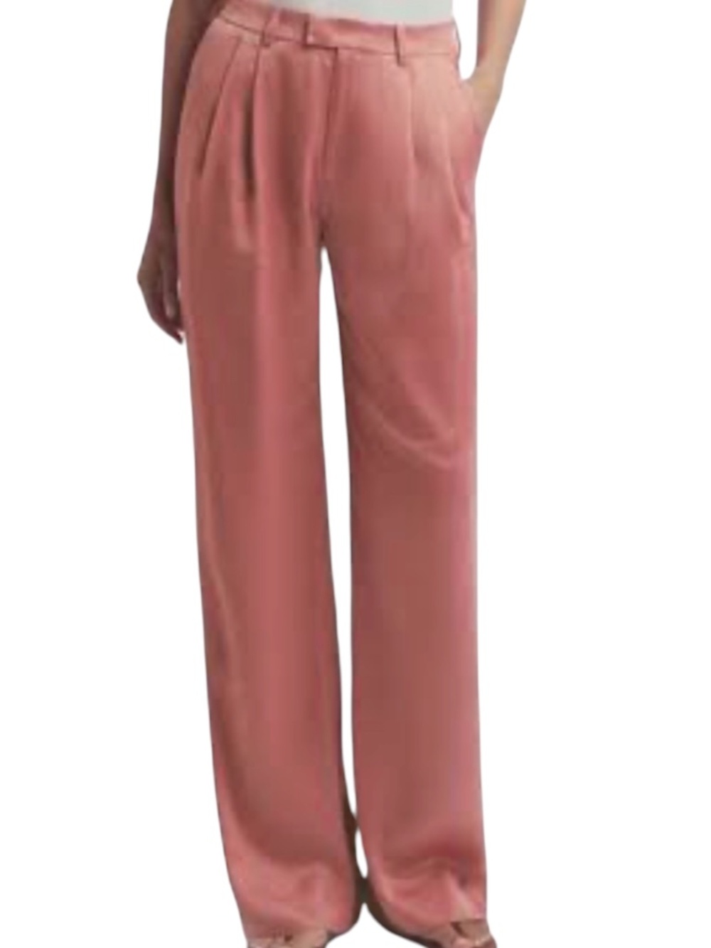 Favorite Daughter Agnes Pleated High Waist Satin Pants Soft Peach Size 6 NWOT
